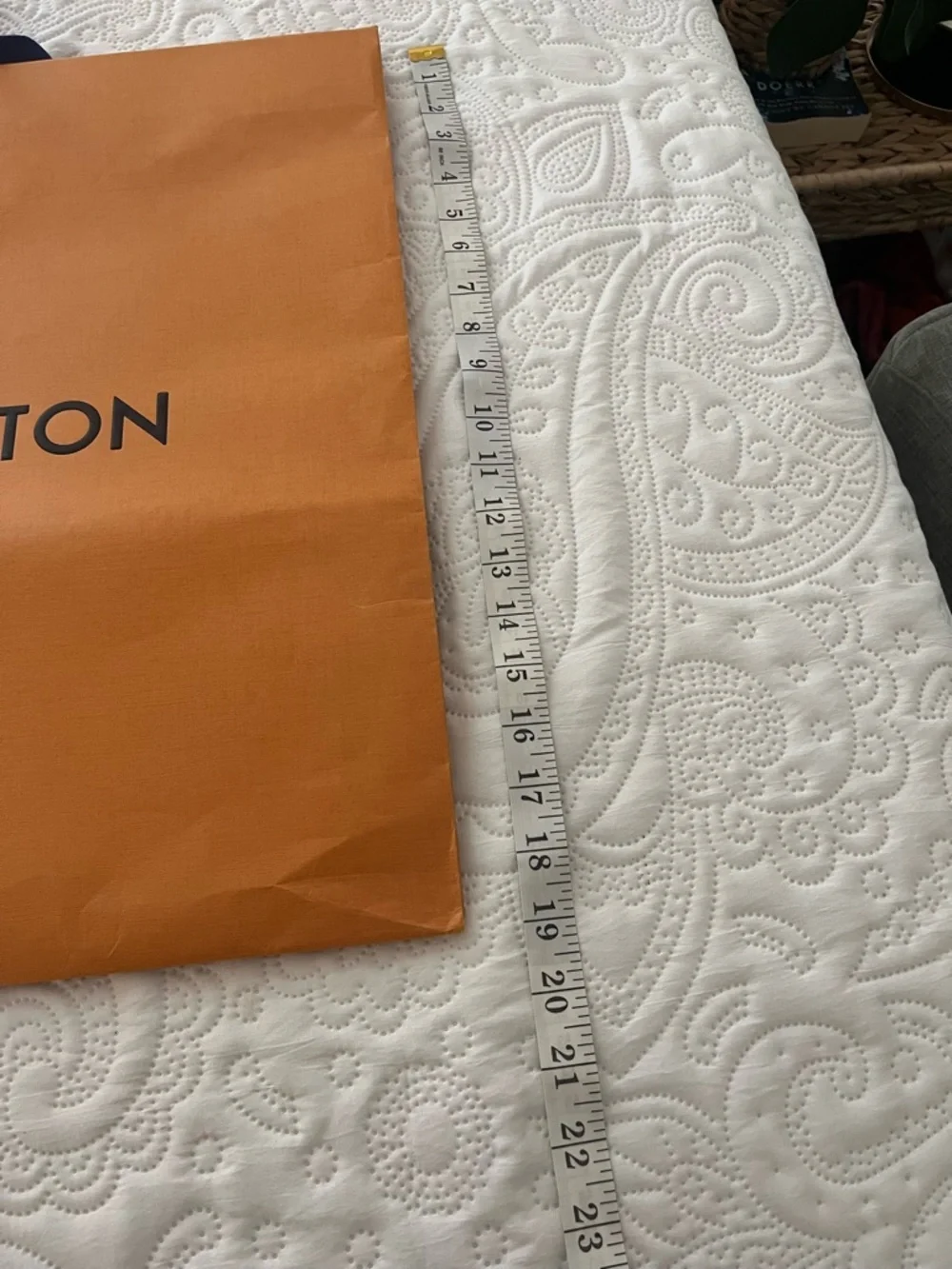 Louis Vuitton Orange Shopping Bag with Black Logo Accents
